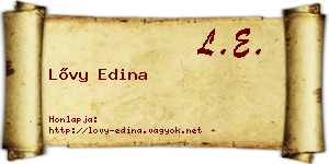 Lővy Edina névjegykártya